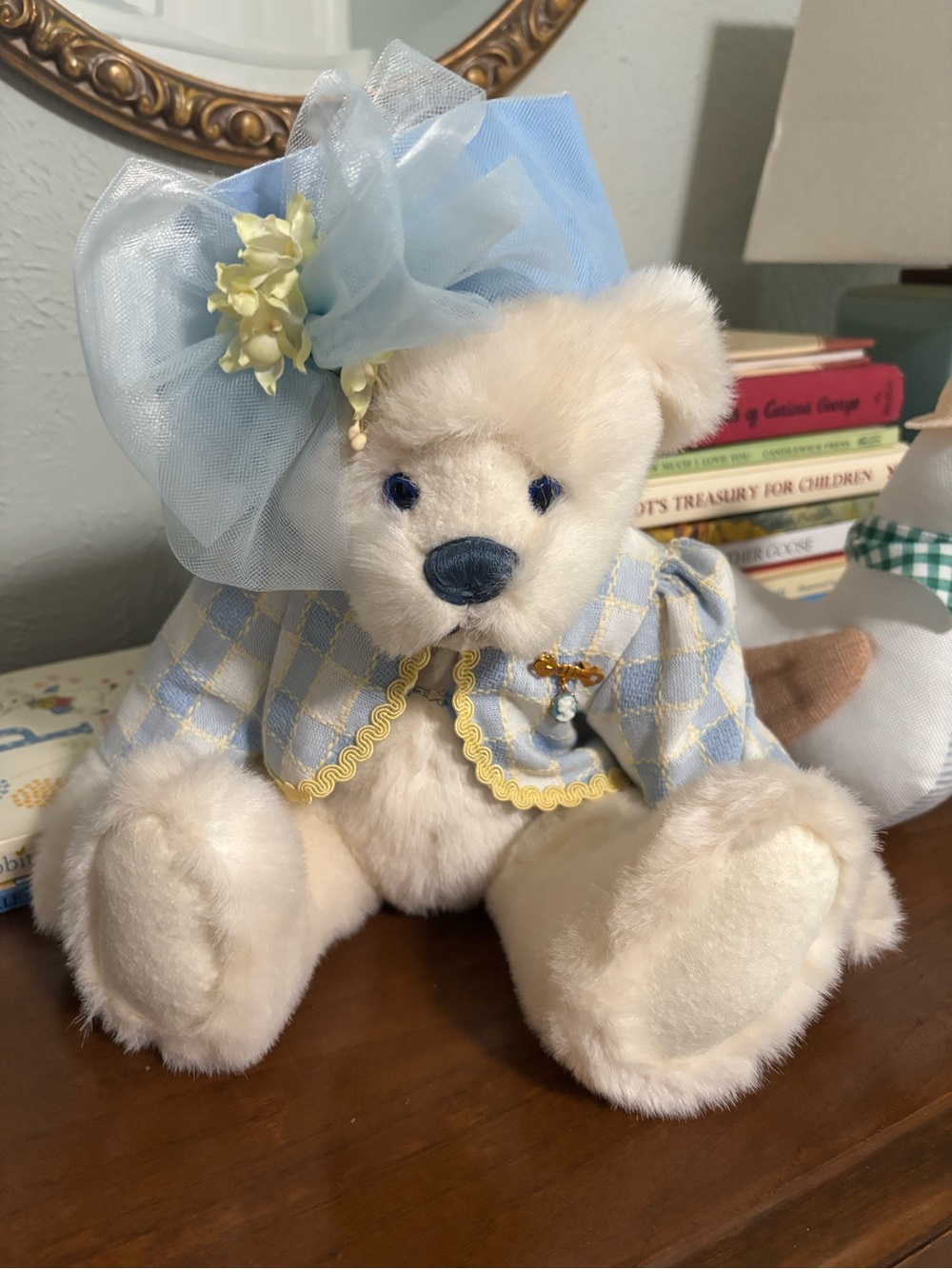 Vintage Numbered Artist Teddy Bear – Blue Outfit & Hat – Collectible